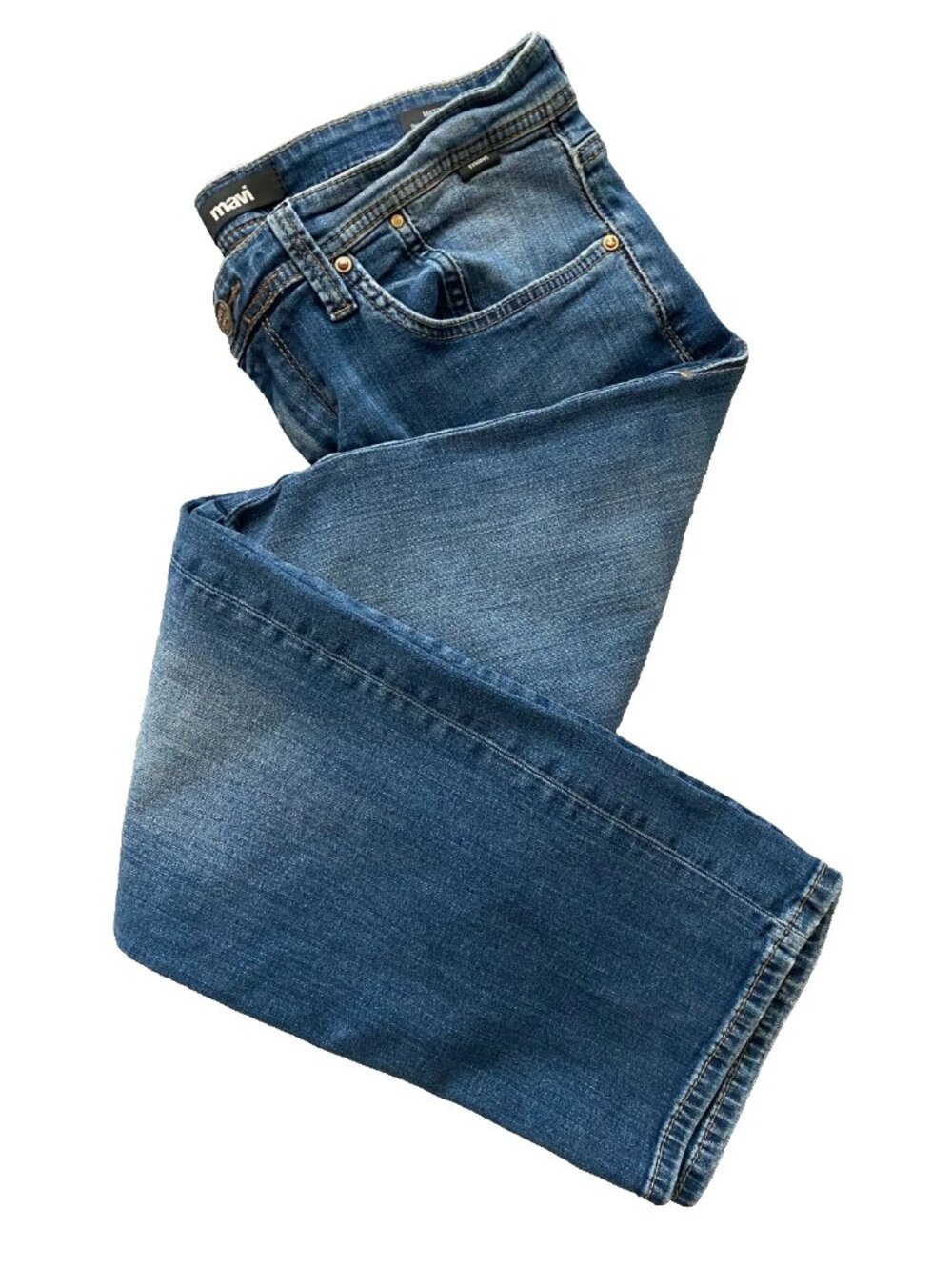 Mavi Matt Jeans Mens 34x30 Blue Relaxed Straight Leg Jeans